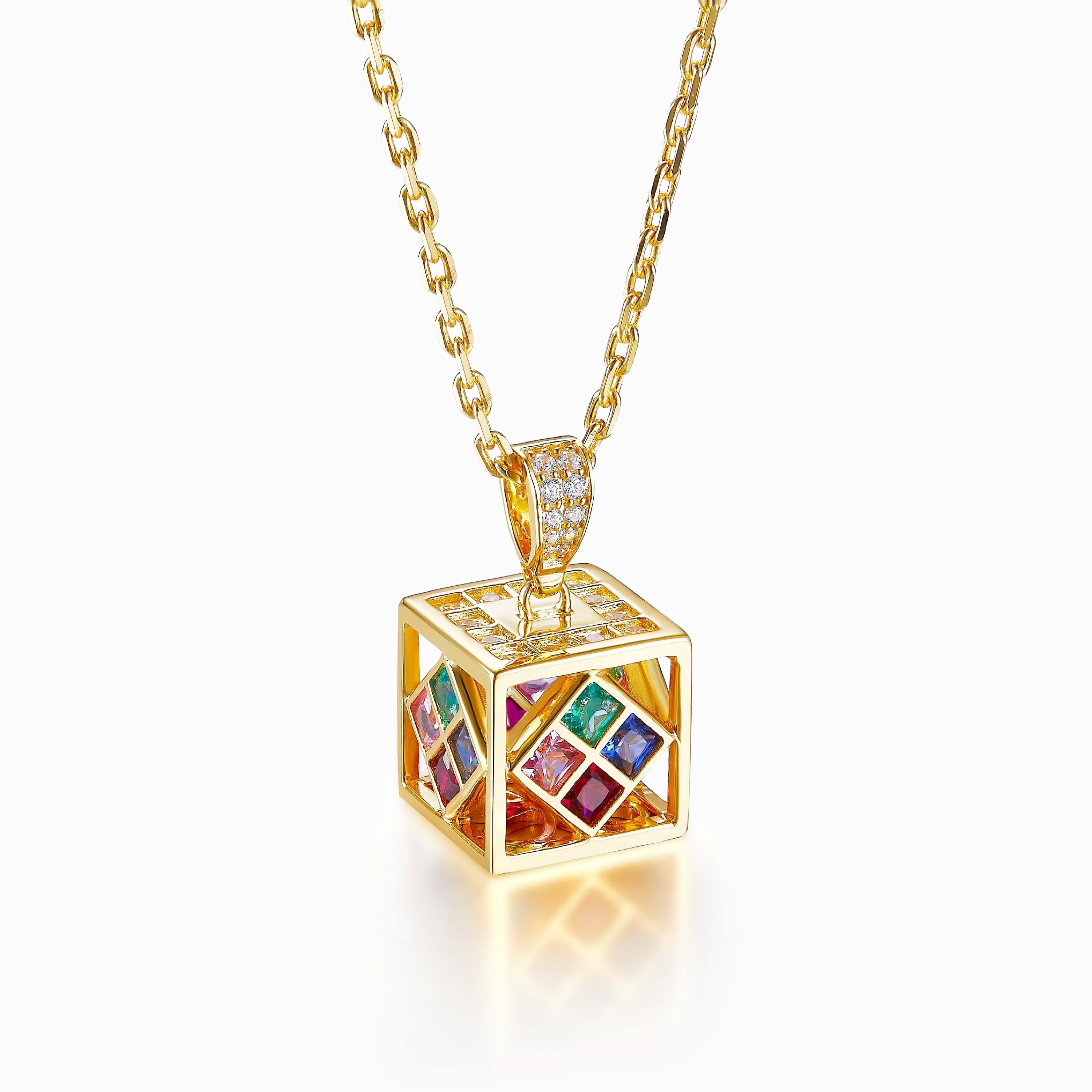 925 Sterling Silver Rubik's cube Pendants Multilayer Jewelry Set – City  Charm Style